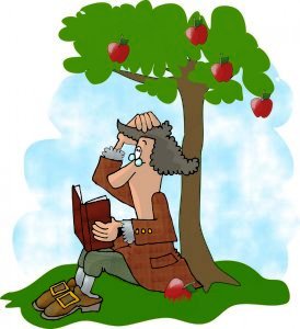 Ньютон и яблоко картинка